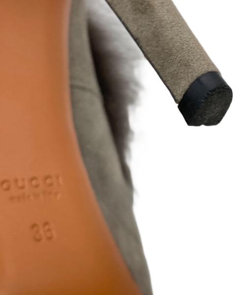 GUCCI（グッチ）GUCCI (グッチ) ファーヒールブーツ グレー サイズ:36の古着・服飾アイテム