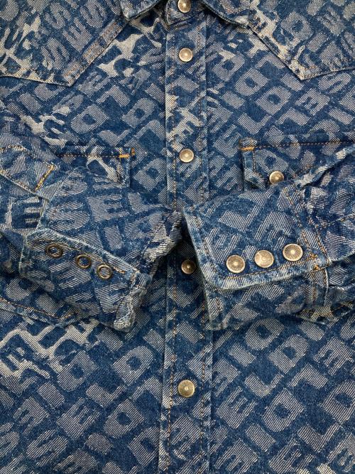 DIESEL（ディーゼル）DIESEL (ディーゼル) D-LEOジャガードデニムウエスタンシャツ インディゴ サイズ:Mの古着・服飾アイテム