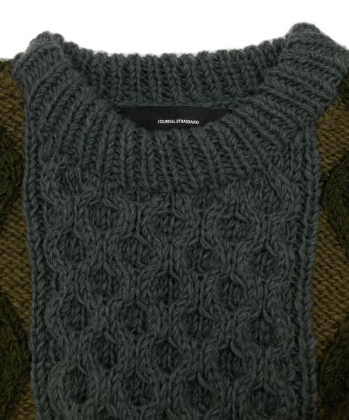 JOURNAL STANDARD（ジャーナルスタンダード）JOURNAL STANDARD (ジャーナルスタンダード) CSアランニットプルオーバー ブルー×カーキ サイズ:Freeの古着・服飾アイテム