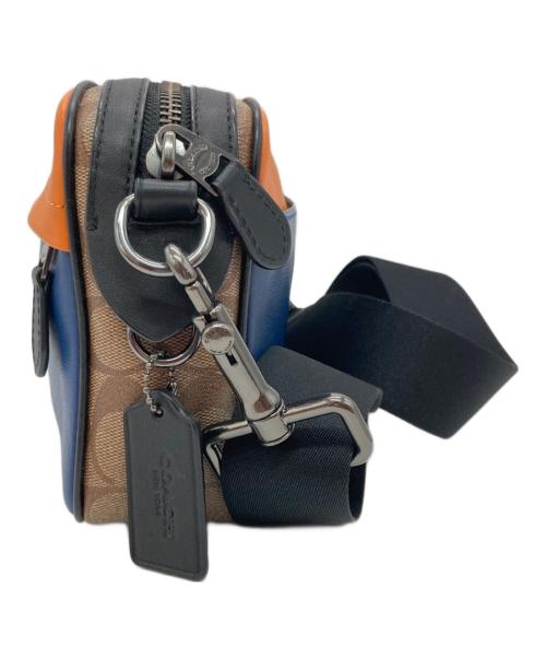 COACH（コーチ）COACH (コーチ) レザーショルダーバッグ ネイビー×オレンジの古着・服飾アイテム