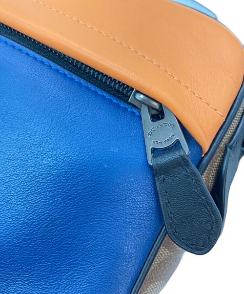 COACH（コーチ）COACH (コーチ) レザーショルダーバッグ ネイビー×オレンジの古着・服飾アイテム
