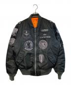 ALPHAアルファ）の古着「フルパッチMA-1フライトジャケット」｜ブラック