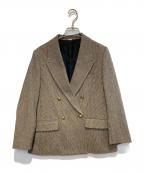 Mila Owenミラオーウェン）の古着「チェック金釦ダブルブレストブレザー」｜ブラウン