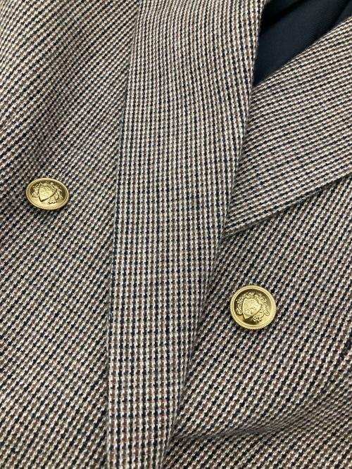 Mila Owen（ミラオーウェン）Mila Owen (ミラオーウェン) チェック金釦ダブルブレストブレザー ブラウン サイズ:FREEの古着・服飾アイテム