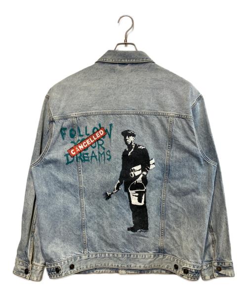 GUESS（ゲス）GUESS (ゲス) Brandalised (ブランダライズド) WITH GRAFFITI BY BANKSY Oversized Denim Jacket ネイビー サイズ:XLの古着・服飾アイテム
