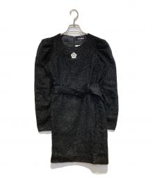 MARY QUANT（マリークヮント）の古着「ラメチェックツイードワンピース」｜ブラック