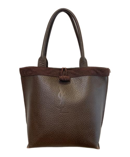 Yves Saint Laurent（イヴサンローラン）Yves Saint Laurent (イヴサンローラン) 型押しレザーハンドバッグ ブラウンの古着・服飾アイテム