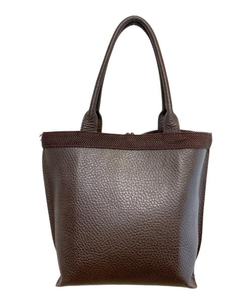 Yves Saint Laurent（イヴサンローラン）Yves Saint Laurent (イヴサンローラン) 型押しレザーハンドバッグ ブラウンの古着・服飾アイテム