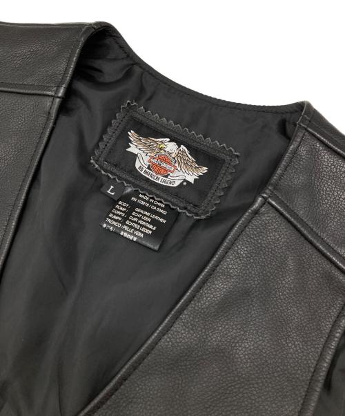 HARLEY-DAVIDSON（ハーレーダビッドソン）HARLEY-DAVIDSON (ハーレーダビッドソン) ［古着］モーターサイクルレザーベスト ブラック サイズ:Lの古着・服飾アイテム