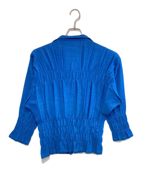 ISSEY MIYAKE（イッセイミヤケ）ISSEY MIYAKE (イッセイミヤケ) プリーツシャツブラウス ブルー サイズ:2の古着・服飾アイテム