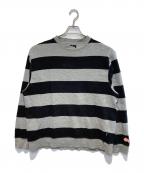 stussyステューシー）の古着「ボーダースウェット」｜ネイビー×グレー