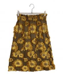 BALLSEY（ボールジィ）の古着「カットジャカード フレアスカート」｜イエロー