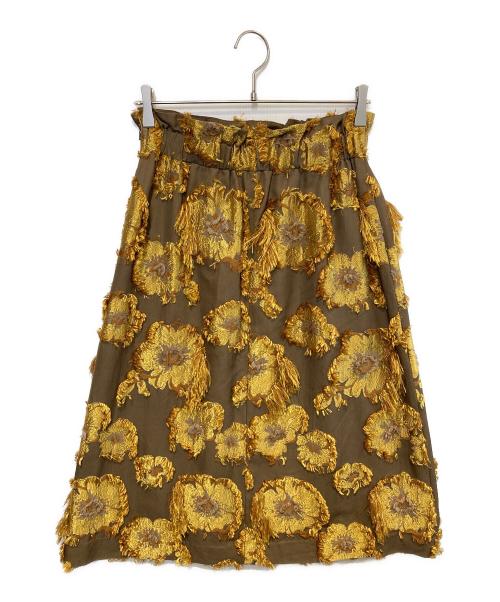 BALLSEY（ボールジィ）BALLSEY (ボールジィ) カットジャカード フレアスカート イエロー サイズ:36の古着・服飾アイテム