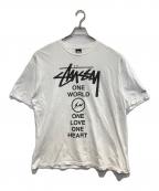 stussy×FRAGMENT DESIGNステューシー×フラグメントデザイン）の古着「ONE WORLD ONE LOVE ONE HEART TEE」｜ホワイト