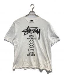 stussy×FRAGMENT DESIGN（ステューシー×フラグメントデザイン）の古着「ONE WORLD ONE LOVE ONE HEART TEE」｜ホワイト