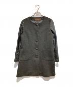 BALMAINバルマン）の古着「カシミアラムレザーコンビコート」｜グレー