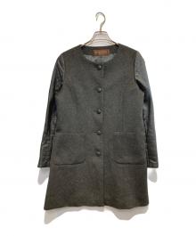 BALMAIN（バルマン）の古着「カシミアラムレザーコンビコート」｜グレー