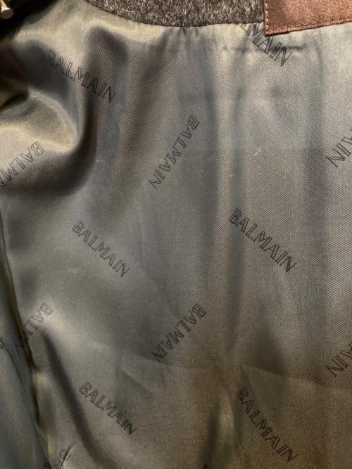 BALMAIN（バルマン）BALMAIN (バルマン) カシミアラムレザーコンビコート グレー サイズ:11の古着・服飾アイテム
