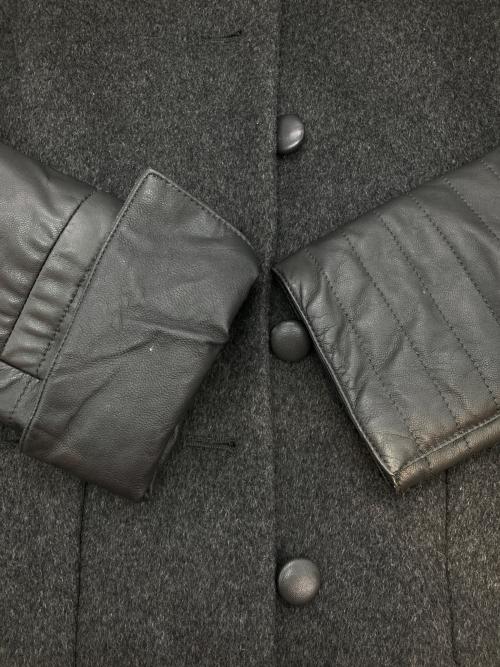 BALMAIN（バルマン）BALMAIN (バルマン) カシミアラムレザーコンビコート グレー サイズ:11の古着・服飾アイテム