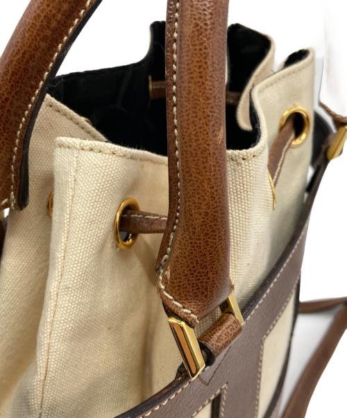 Salvatore Ferragamo（サルヴァトーレ フェラガモ）Salvatore Ferragamo (サルヴァトーレ フェラガモ) CAGE BAG ブラウン×ベージュの古着・服飾アイテム