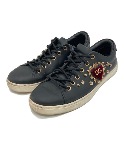 DOLCE & GABBANA（ドルチェ＆ガッバーナ）DOLCE & GABBANA (ドルチェ＆ガッバーナ) レザースニーカー ブラック サイズ:37の古着・服飾アイテム