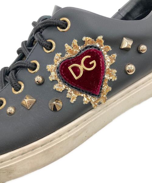 DOLCE & GABBANA（ドルチェ＆ガッバーナ）DOLCE & GABBANA (ドルチェ＆ガッバーナ) レザースニーカー ブラック サイズ:37の古着・服飾アイテム