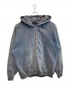 X-LARGEエクストララージ）の古着「PIGMENT DYED EMBOSS LOGO ZIP HOODED SWEAT」｜ブルー