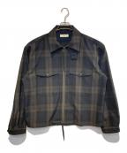 UNFILアンフィル）の古着「plaid wool gabardine full zip overshirt」｜ネイビー
