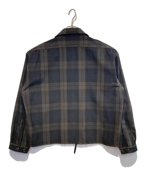 UNFIL（アンフィル）UNFIL (アンフィル) plaid wool gabardine full zip overshirt ネイビー サイズ:4の古着・服飾アイテム