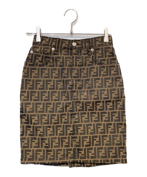 FENDI（フェンディ）FENDI (フェンディ) ズッカ柄タイトスカート ブラウン サイズ:INCH 26の古着・服飾アイテム