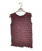 me ISSEY MIYAKEミーイッセイ ミヤケ）の古着「アコーディオンプリーツカットソー」｜ブラウン