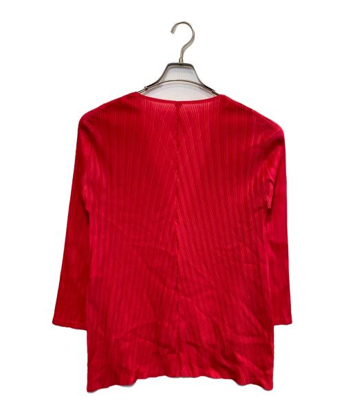 PLEATS PLEASE（プリーツプリーズ）PLEATS PLEASE (プリーツプリーズ) 1Bプリーツカーディガン レッド サイズ:03の古着・服飾アイテム