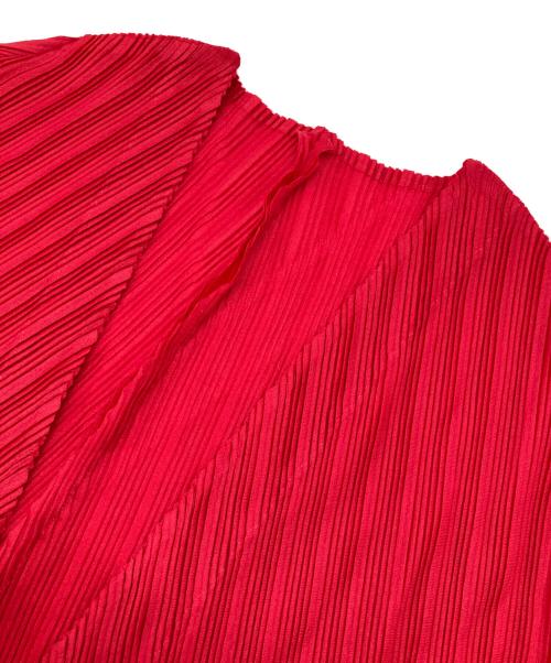 PLEATS PLEASE（プリーツプリーズ）PLEATS PLEASE (プリーツプリーズ) 1Bプリーツカーディガン レッド サイズ:03の古着・服飾アイテム