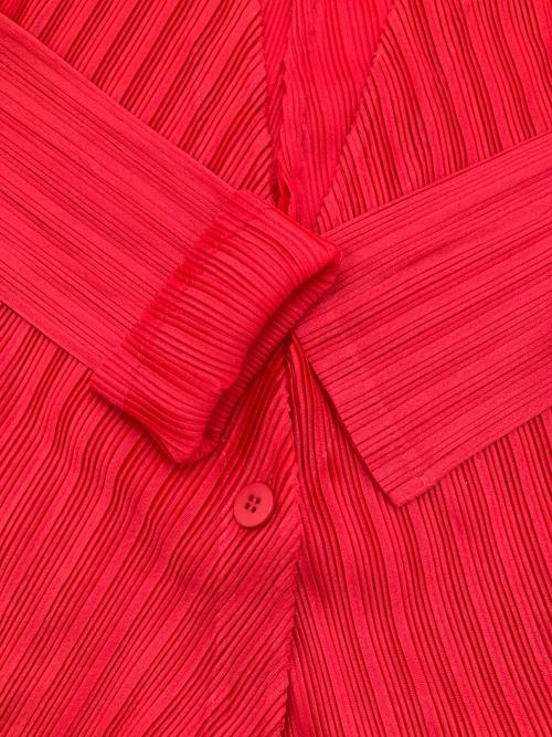 PLEATS PLEASE（プリーツプリーズ）PLEATS PLEASE (プリーツプリーズ) 1Bプリーツカーディガン レッド サイズ:03の古着・服飾アイテム