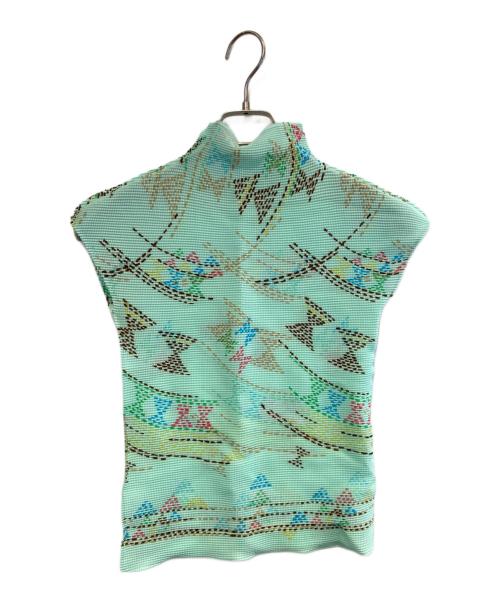 me ISSEY MIYAKE（ミーイッセイ ミヤケ）me ISSEY MIYAKE (ミーイッセイ ミヤケ) プリーツカットソー ミントグリーン サイズ:FREEの古着・服飾アイテム