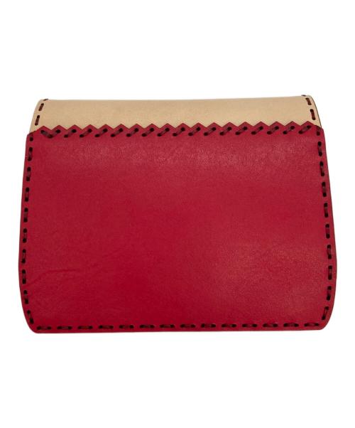 GBL（ジービーエル）GBL (ジービーエル) ojaga design (オジャガデザイン) ショートウォレット レッド×ブラウンの古着・服飾アイテム