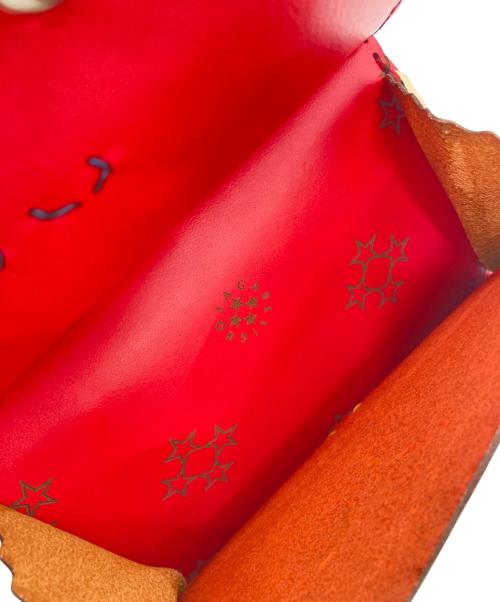 GBL（ジービーエル）GBL (ジービーエル) ojaga design (オジャガデザイン) ショートウォレット レッド×ブラウンの古着・服飾アイテム