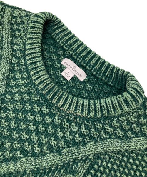 L.L.Bean（エルエルビーン）L.L.Bean (エルエルビーン) コットンフィッシャーマンセーター グリーン サイズ:Lの古着・服飾アイテム