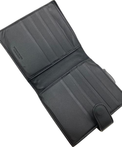 BOTTEGA VENETA（ボッテガベネタ）BOTTEGA VENETA (ボッテガベネタ) イントレチャート二つ折りファスナーウォレット ブラックの古着・服飾アイテム