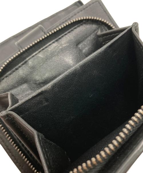 BOTTEGA VENETA（ボッテガベネタ）BOTTEGA VENETA (ボッテガベネタ) イントレチャート二つ折りファスナーウォレット ブラックの古着・服飾アイテム