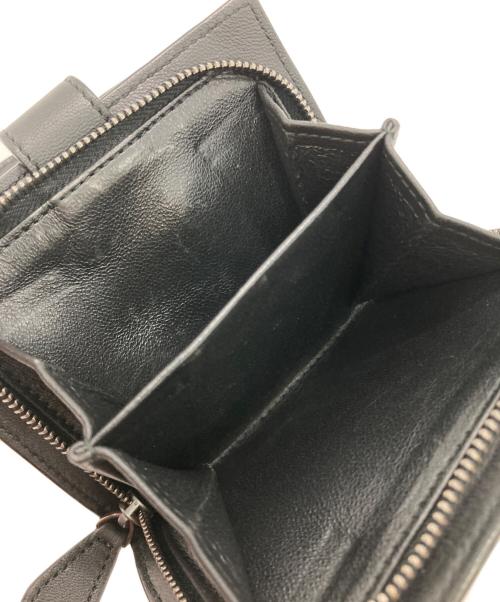 BOTTEGA VENETA（ボッテガベネタ）BOTTEGA VENETA (ボッテガベネタ) イントレチャート二つ折りファスナーウォレット ブラックの古着・服飾アイテム