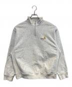 Carhartt WIPカーハート ワークインプログレス）の古着「HALF ZIP AMERICAN SCRIPT SWEAT」｜ライトグレー
