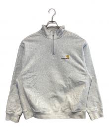 Carhartt WIP（カーハート ワークインプログレス）の古着「HALF ZIP AMERICAN SCRIPT SWEAT」｜ライトグレー