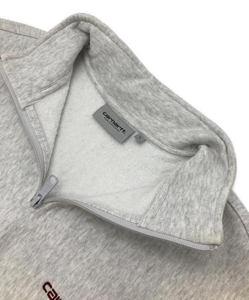 Carhartt WIP（カーハート ワークインプログレス）Carhartt WIP (カーハート ワークインプログレス) HALF ZIP AMERICAN SCRIPT SWEAT ライトグレー サイズ:Lの古着・服飾アイテム