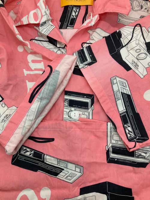 UNION（ユニオン）UNION (ユニオン) SNAPSHOT WOVEN S/S SHIRT ピンク サイズ:3の古着・服飾アイテム