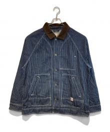 GAP（ギャップ）の古着「デニム ストライプ チョアジャケット」｜インディゴ×ホワイト