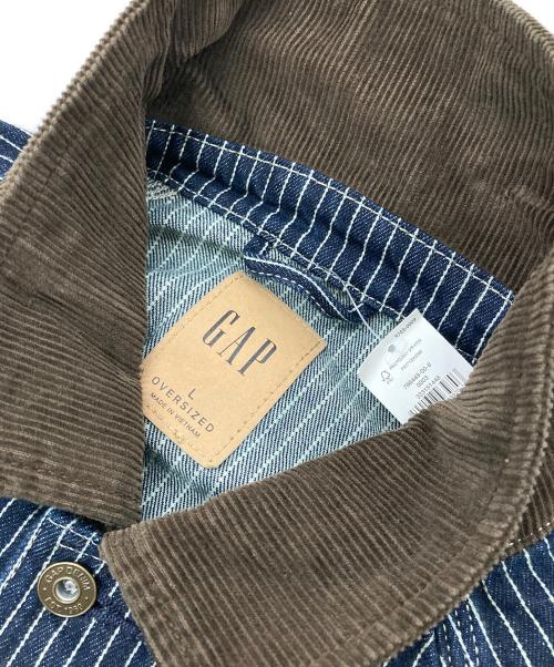 GAP（ギャップ）GAP (ギャップ) デニム ストライプ チョアジャケット インディゴ×ホワイト サイズ:L 未使用品の古着・服飾アイテム