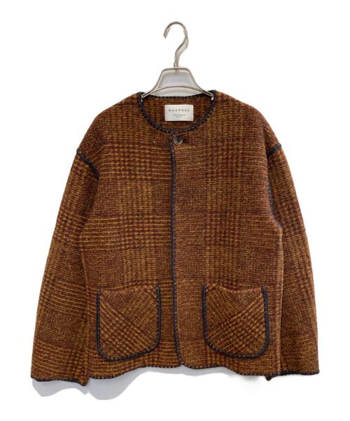 MACPHEE（マカフィー）MACPHEE (マカフィー) チェックスパーク クルーネックジャケット ブラウン サイズ:36の古着・服飾アイテム