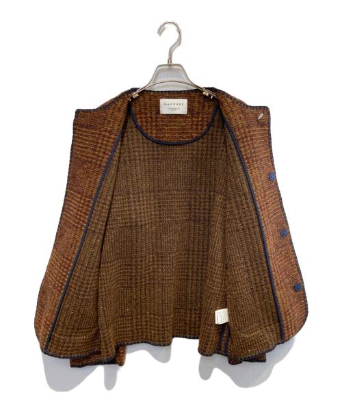 MACPHEE（マカフィー）MACPHEE (マカフィー) チェックスパーク クルーネックジャケット ブラウン サイズ:36の古着・服飾アイテム