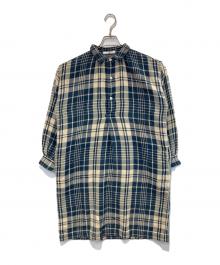 45R（フォーティファイブ・アール）の古着「チェックネルシャツワンピース」｜ネイビー×ベージュ